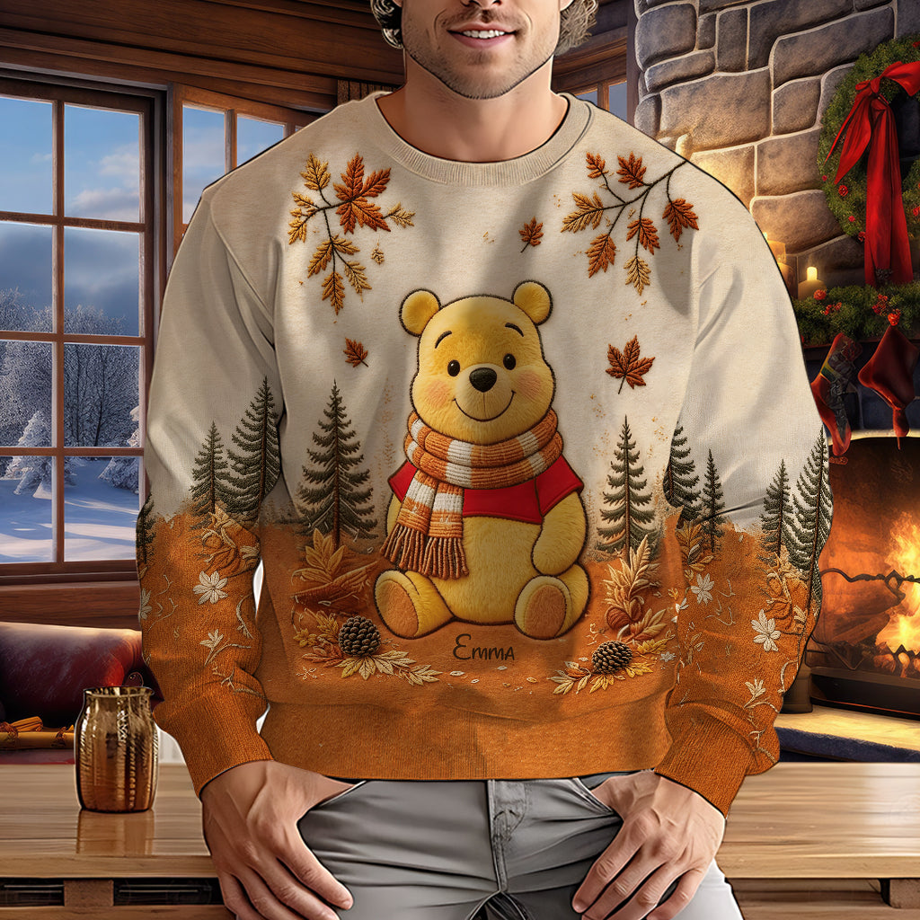 Fall Vibes - Personalized Yellow Bear Ugly Sweater