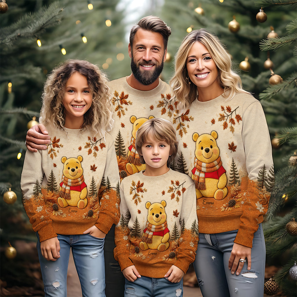 Fall Vibes - Personalized Yellow Bear Ugly Sweater