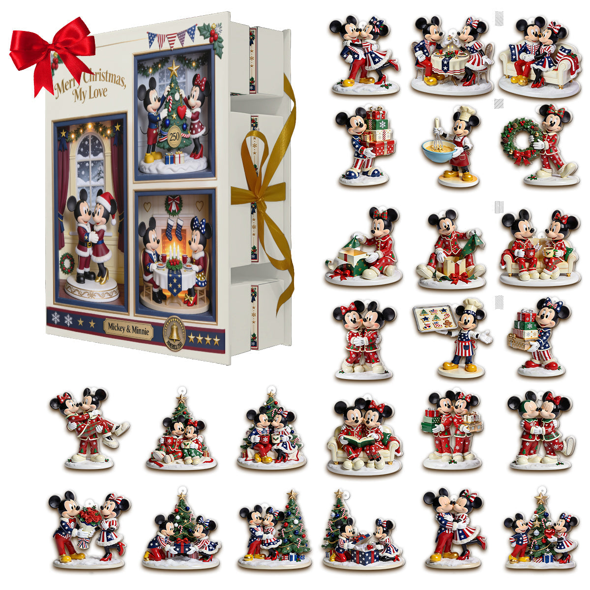 The Magical Christmas Couple Gift - Personalized Mouse Folded Advent Calendar With Ornaments
