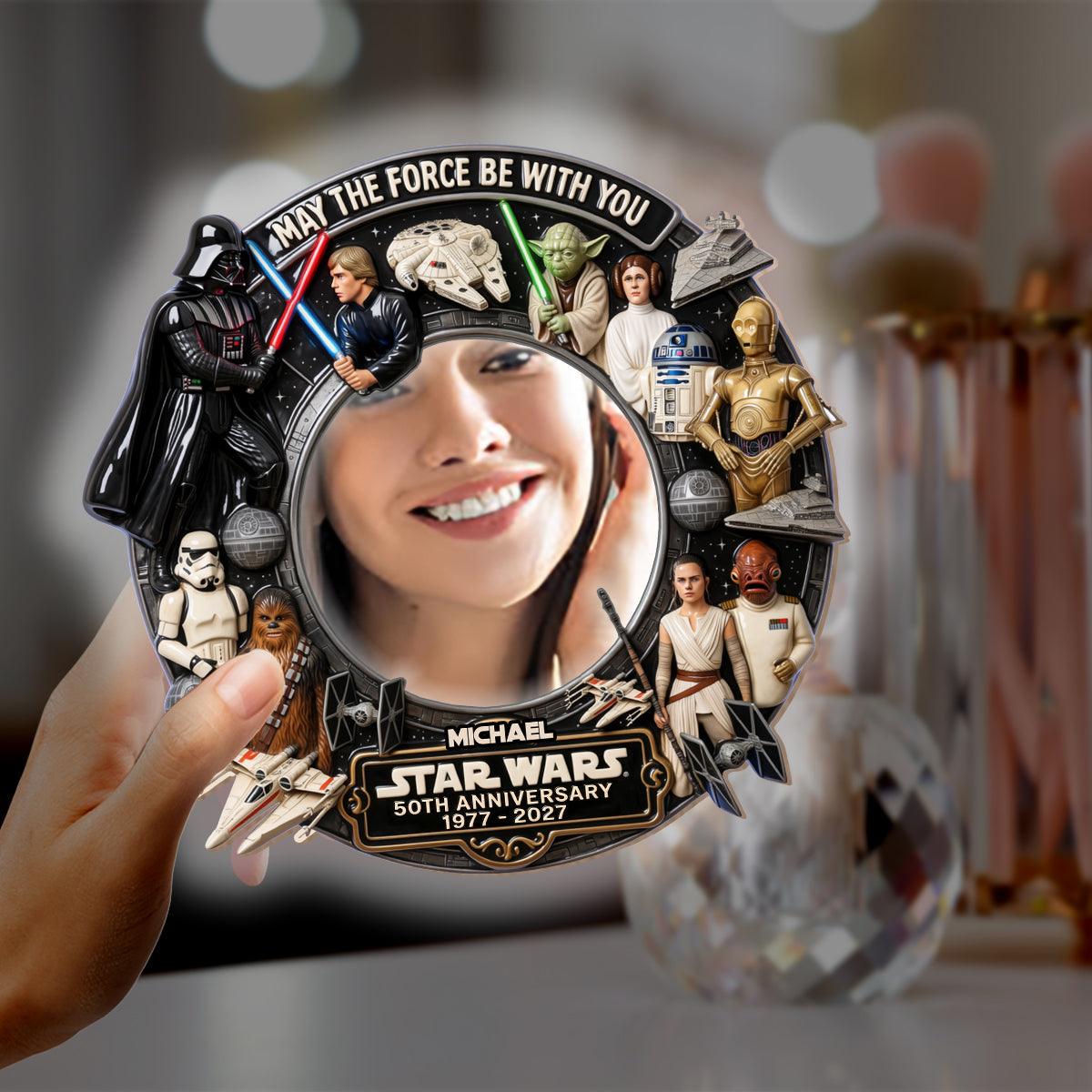 May The Force Be With You - Personalized The Force Wall Mirror With LED Light