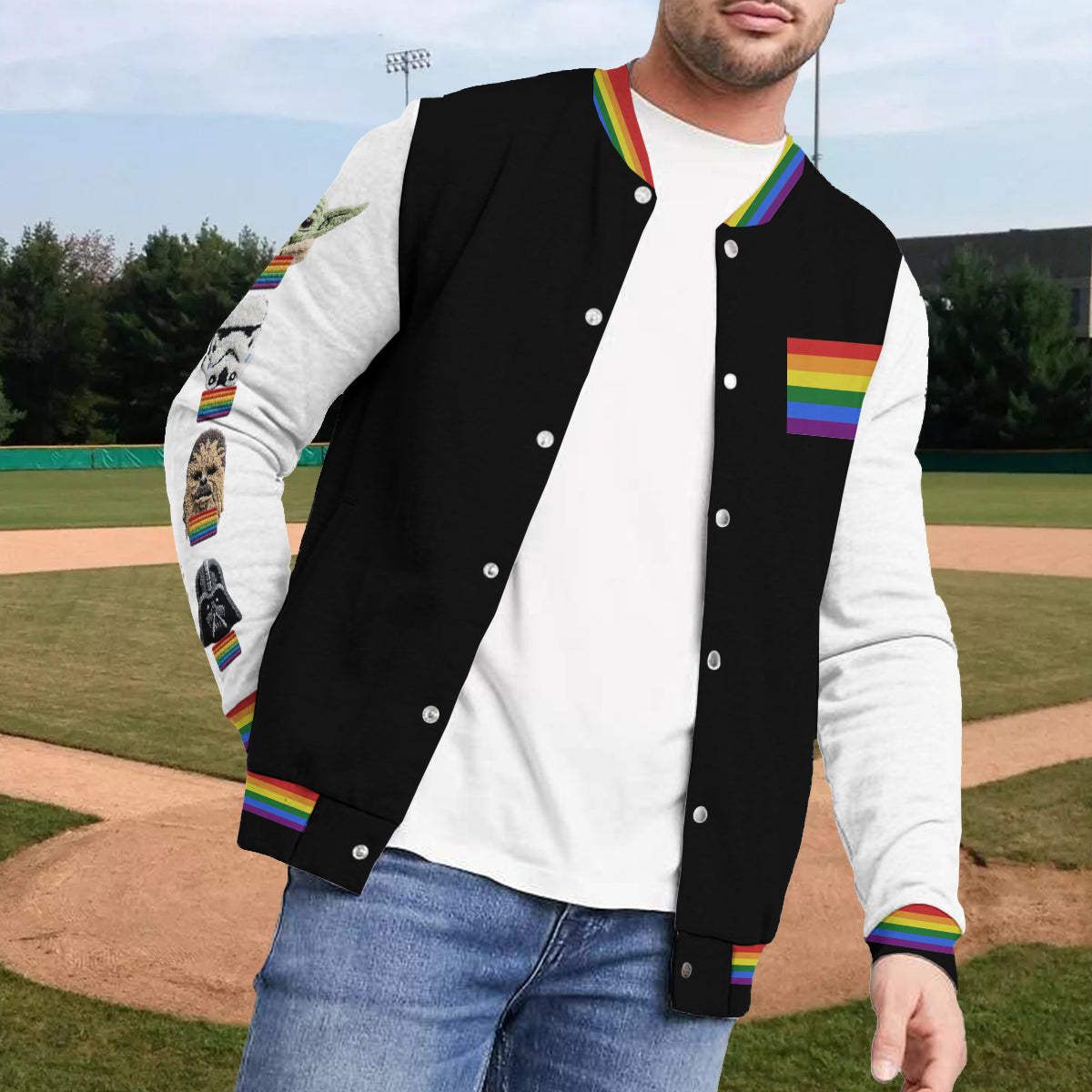 May The Pride Be With You - Personalized LGBT Support Varsity Jacket