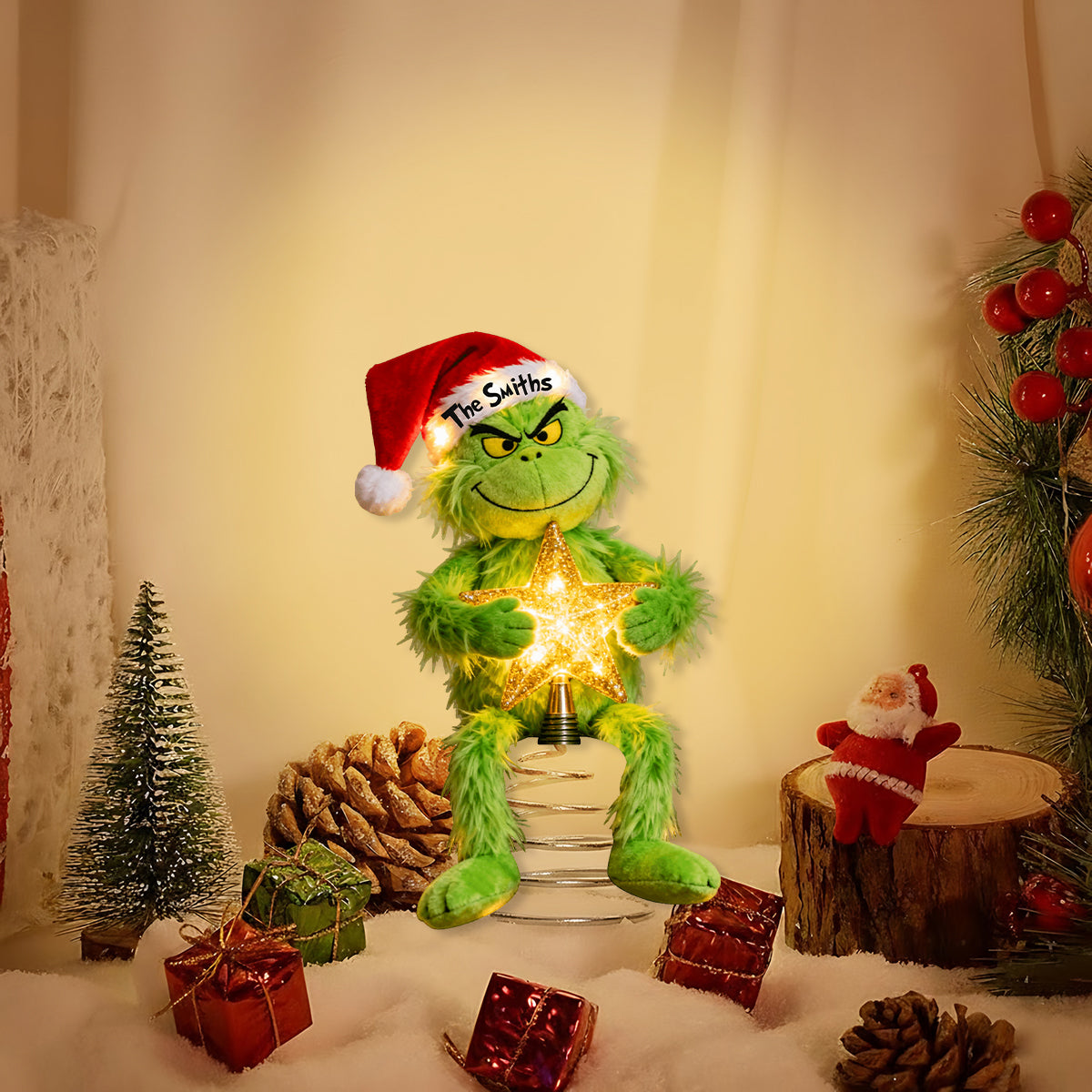 Merry Grinchmas - Personalized Stole Christmas LED Light Tree Topper