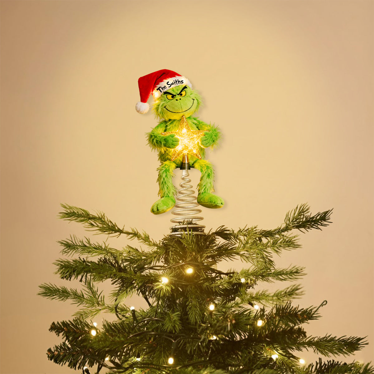 Merry Grinchmas - Personalized Stole Christmas LED Light Tree Topper