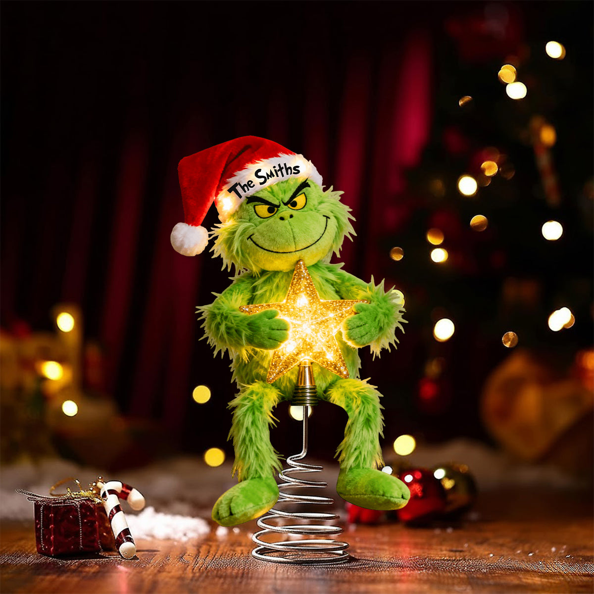 Merry Grinchmas - Personalized Stole Christmas LED Light Tree Topper