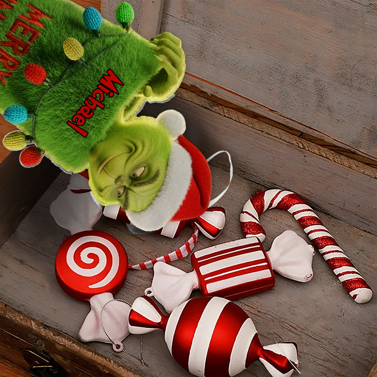 Merry Grinchmas - Personalized Stole Christmas Shaped Christmas Stocking