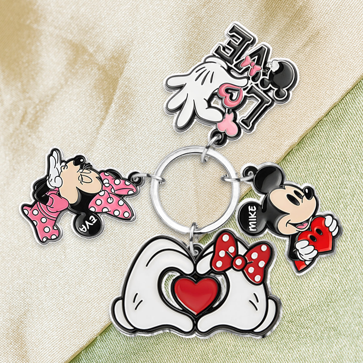 Lovely Couple Mouse Gift - Personalized Mouse Keychain With Charms