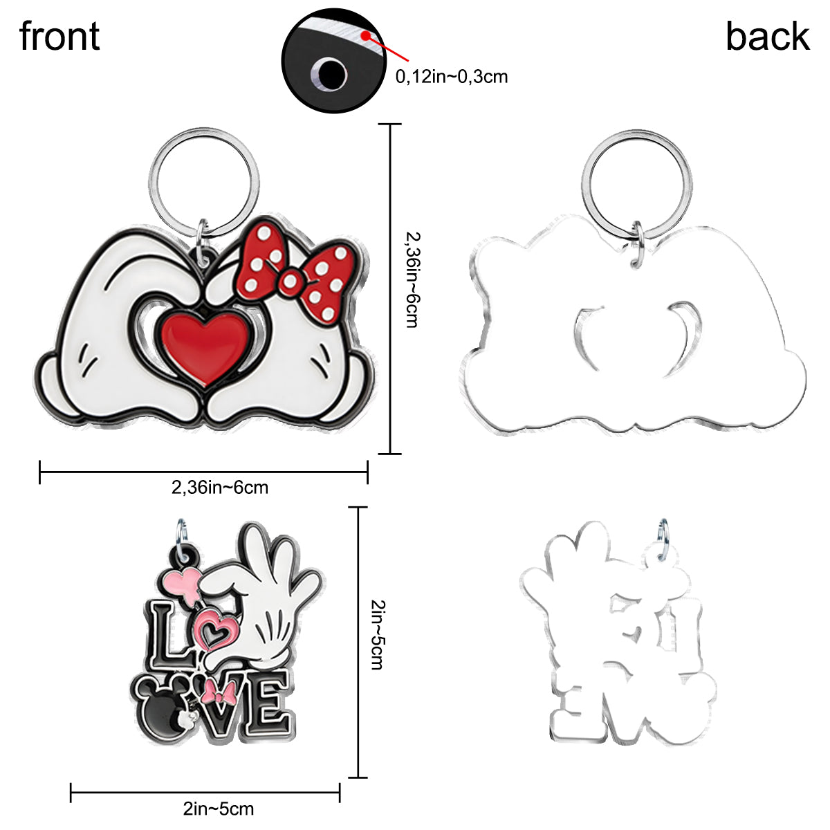Lovely Couple Mouse Gift - Personalized Mouse Keychain With Charms