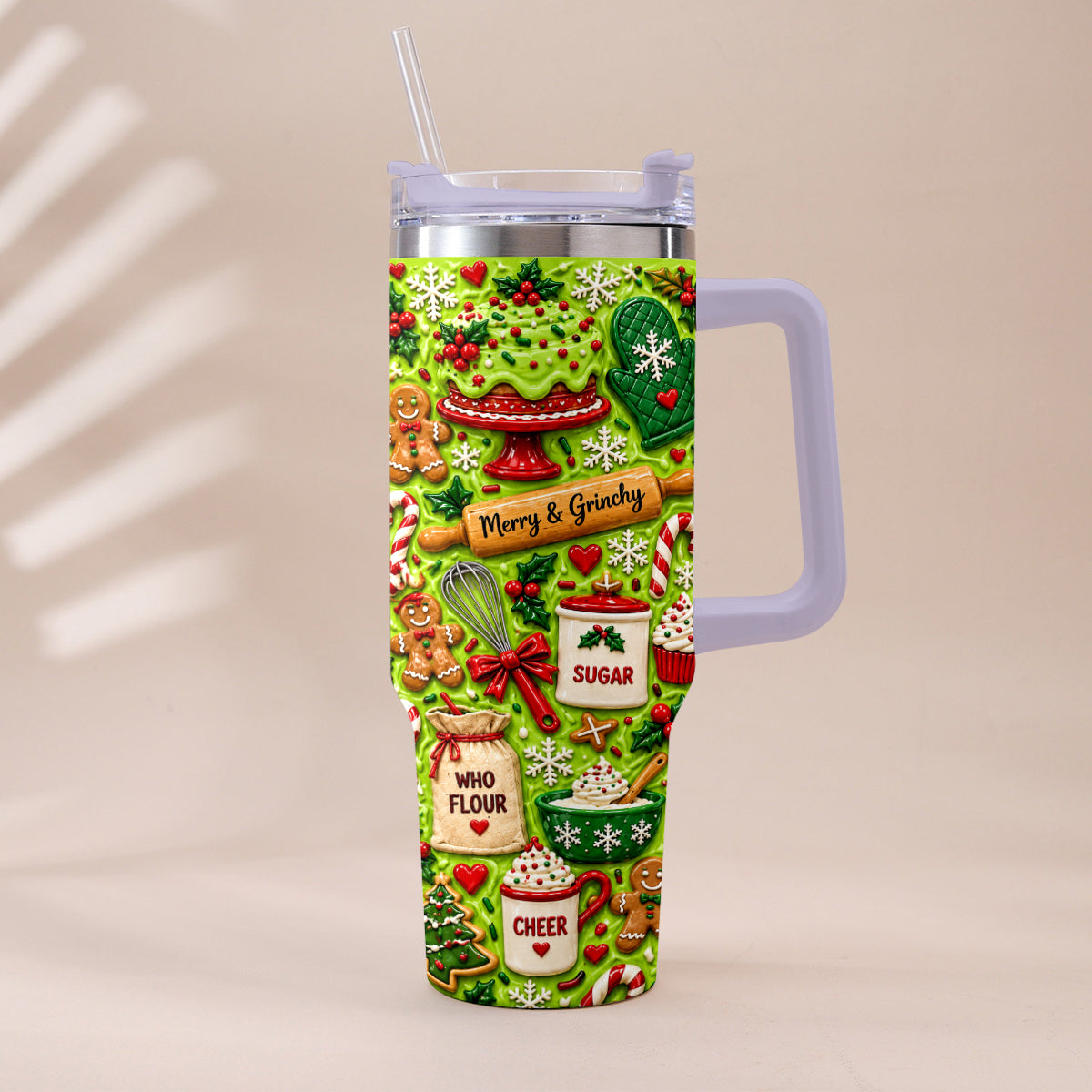 Baking With Some Mischief - Personalized Stole Christmas Tumbler With Plush Charm