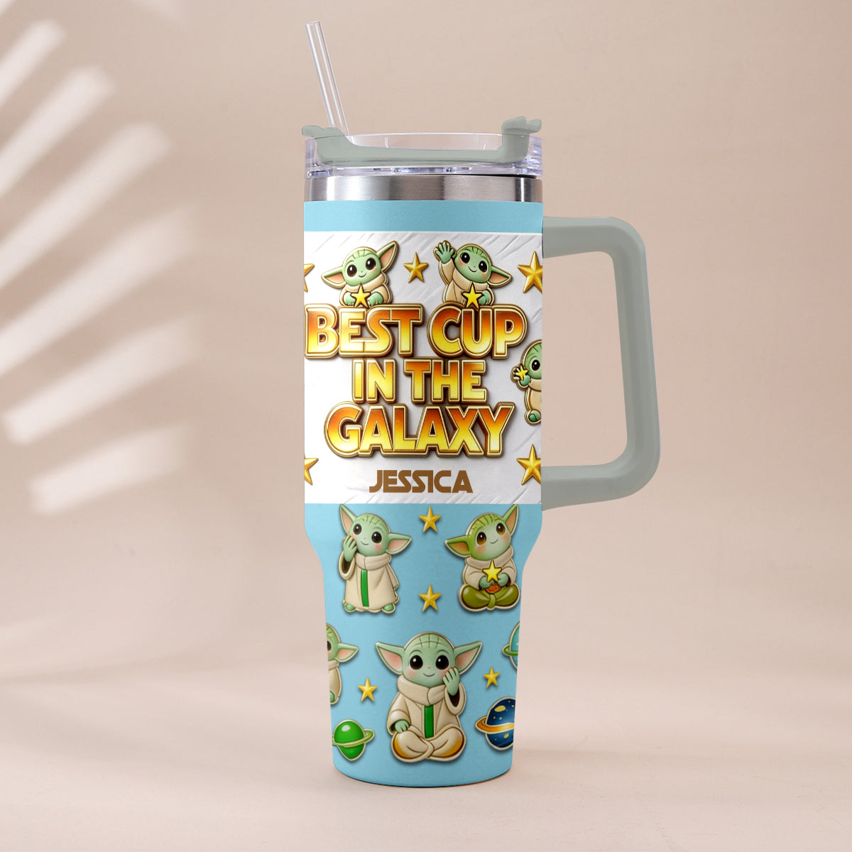 Best Cup In The Galaxy - Personalized The Force Tumbler With Plush Charm