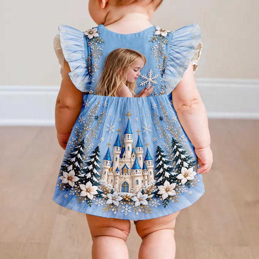 Magical Castle - Personalized Dream Trip Kid Ruffle Sleeve Dress