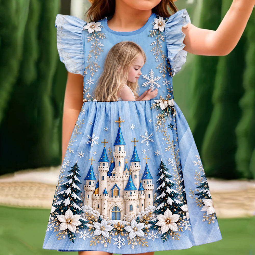 Magical Castle - Personalized Dream Trip Kid Ruffle Sleeve Dress