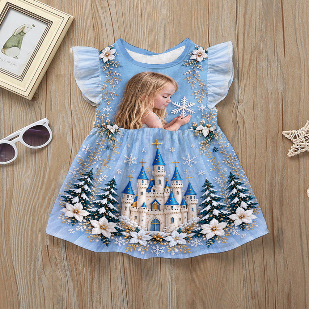 Magical Castle - Personalized Dream Trip Kid Ruffle Sleeve Dress