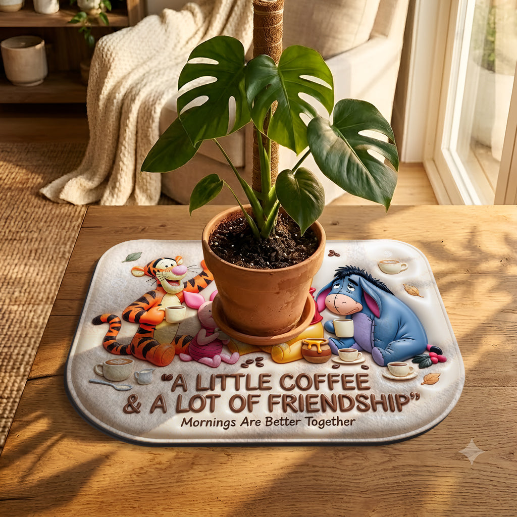 A Little Coffee, A Lot Of Friendship - Personalized Yellow Bear Drying Mat