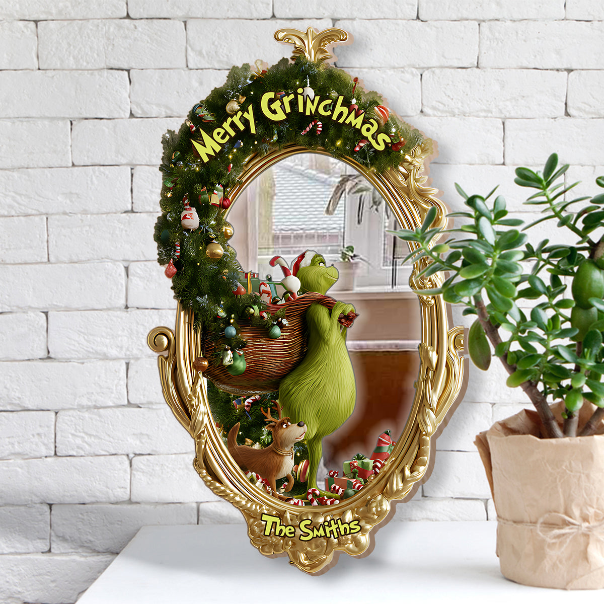 Merry Christmas - Personalized Stole Christmas Wall Hanging Mirror