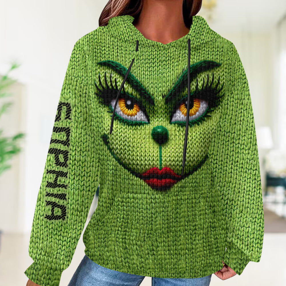 Merry Grinchmas - Personalized Stole Christmas Waffle Hoodie
