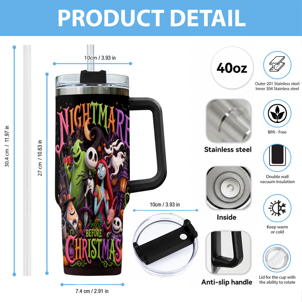 The Nightmare - Personalized Nightmare Tumbler With Handle