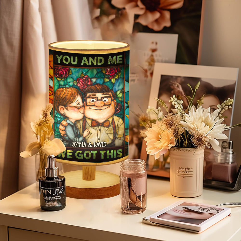 You & Me We Got This - Personalized Mouse Table Lamp with Wood Base