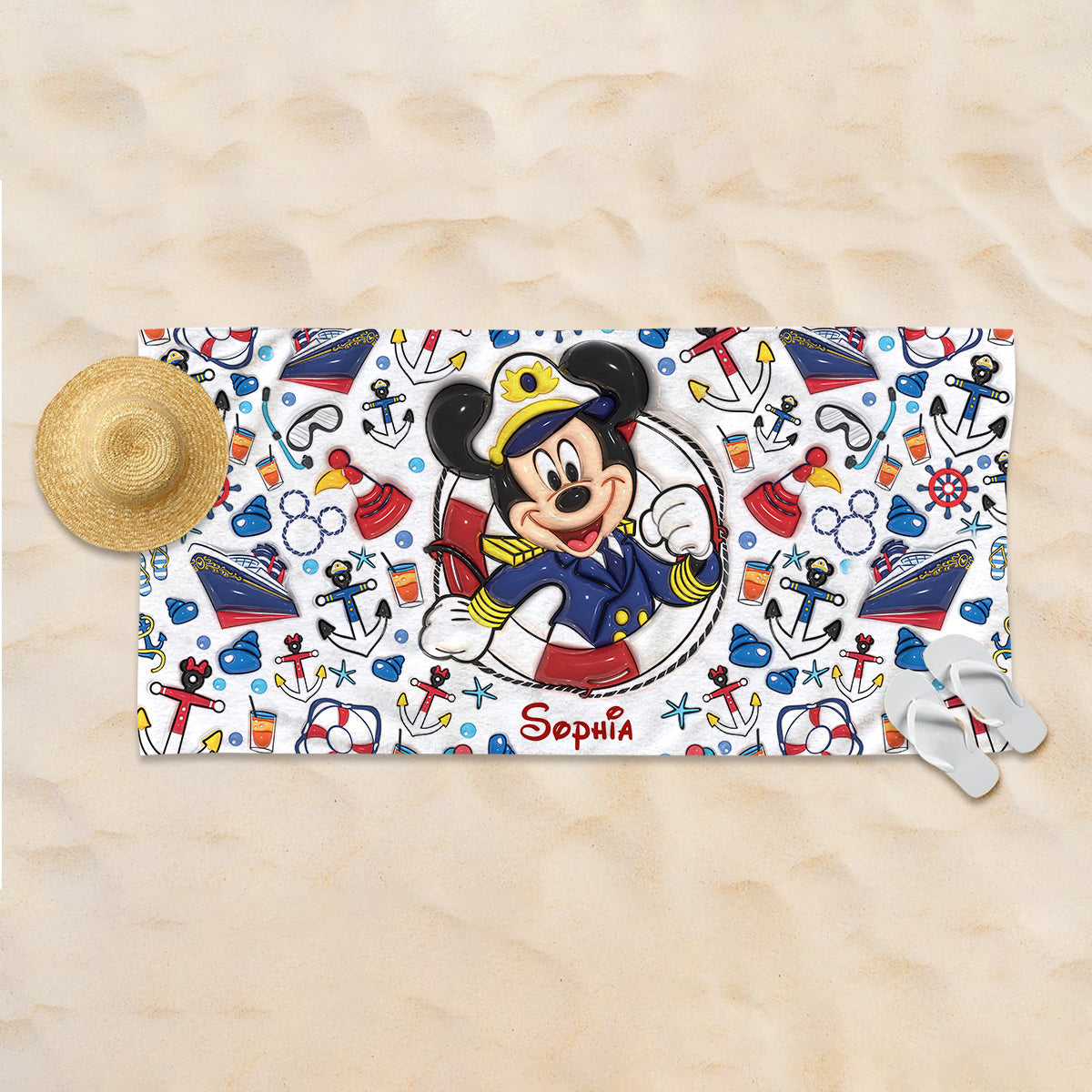 Family Cruise Trip - Personalized Mouse Quick-dry Beach Towel/ Bath Towel