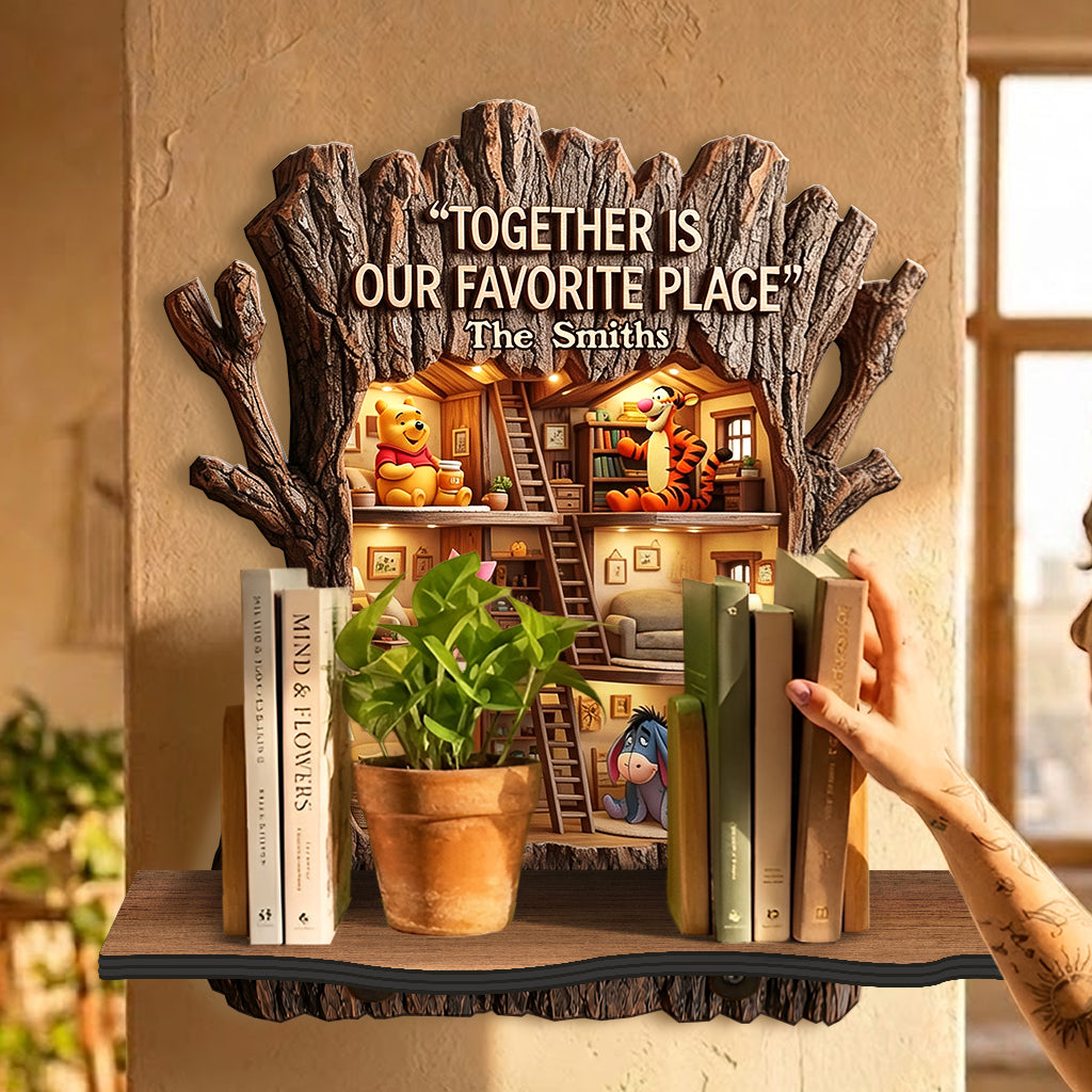 Friends - Personalized Yellow Bear Wooden Floating Shelf