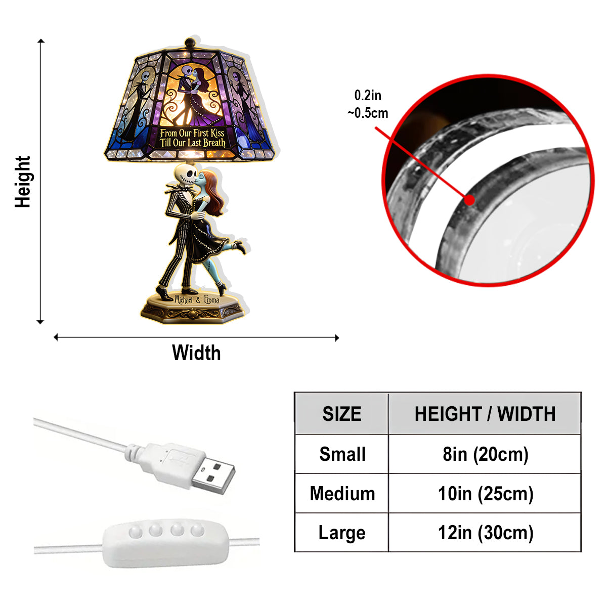 Til Death Do Us Part - Personalized Nightmare Acrylic LED Night Light