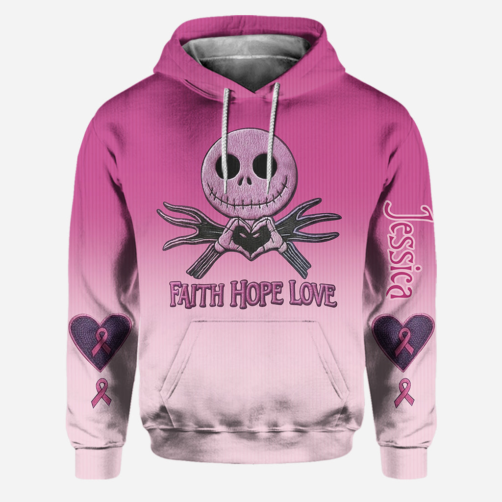 Faith Hope Love - Personalized Breast Cancer Awareness Hoodie and Leggings