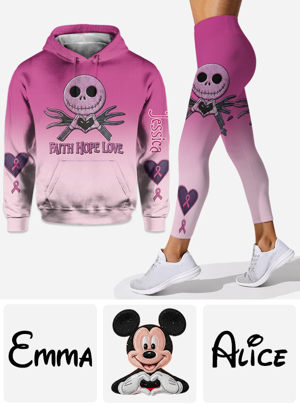 Faith Hope Love - Personalized Breast Cancer Awareness Hoodie and Leggings