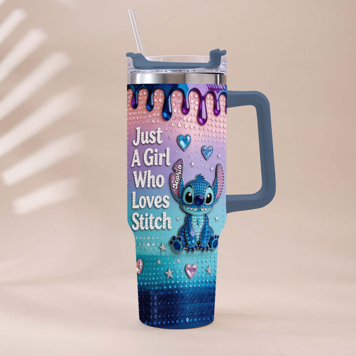 Just A Girl Who Loves Blue Monster - Personalized Ohana Tumbler With Handle