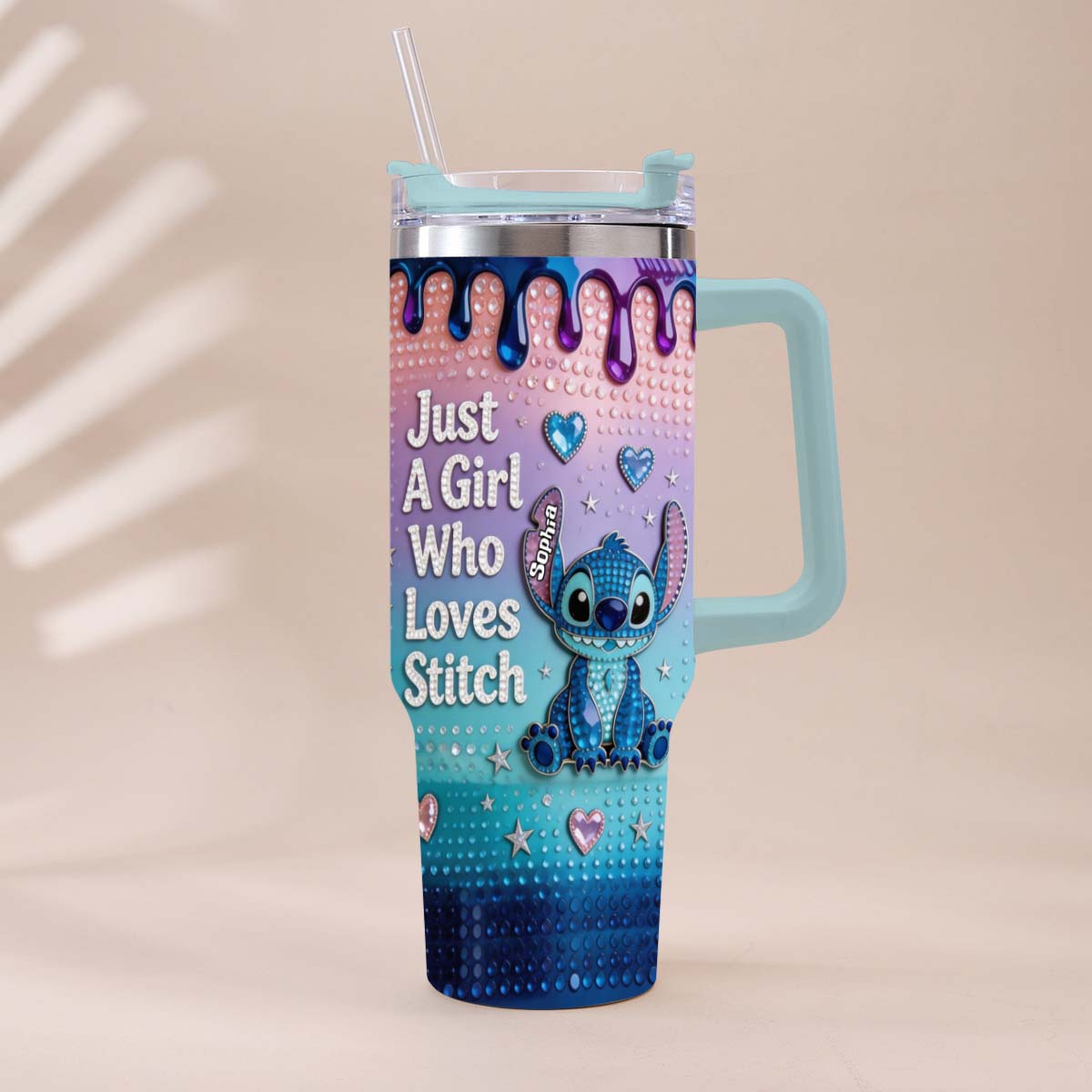 Just A Girl Who Loves Blue Monster - Personalized Ohana Tumbler With Handle