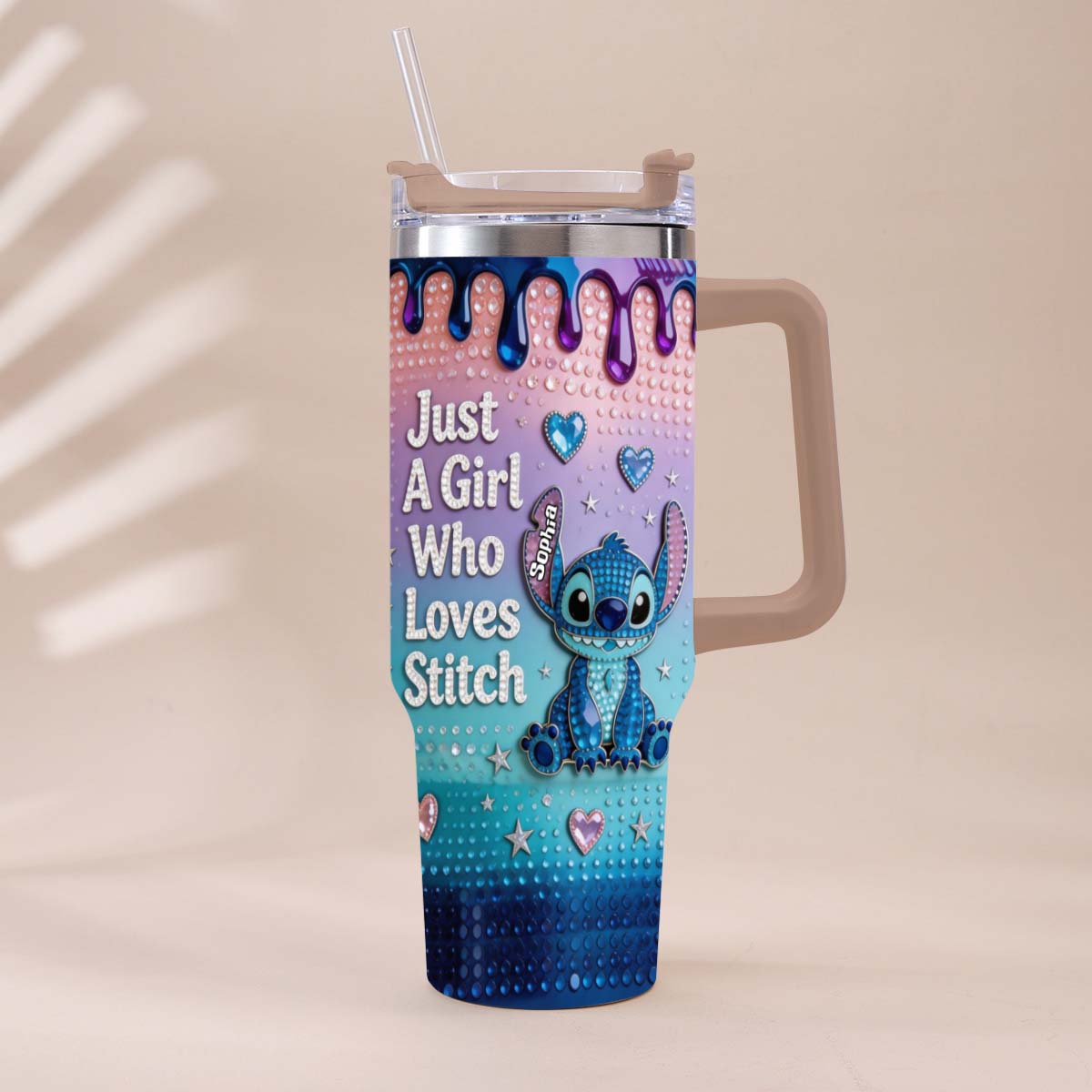 Just A Girl Who Loves Blue Monster - Personalized Ohana Tumbler With Handle