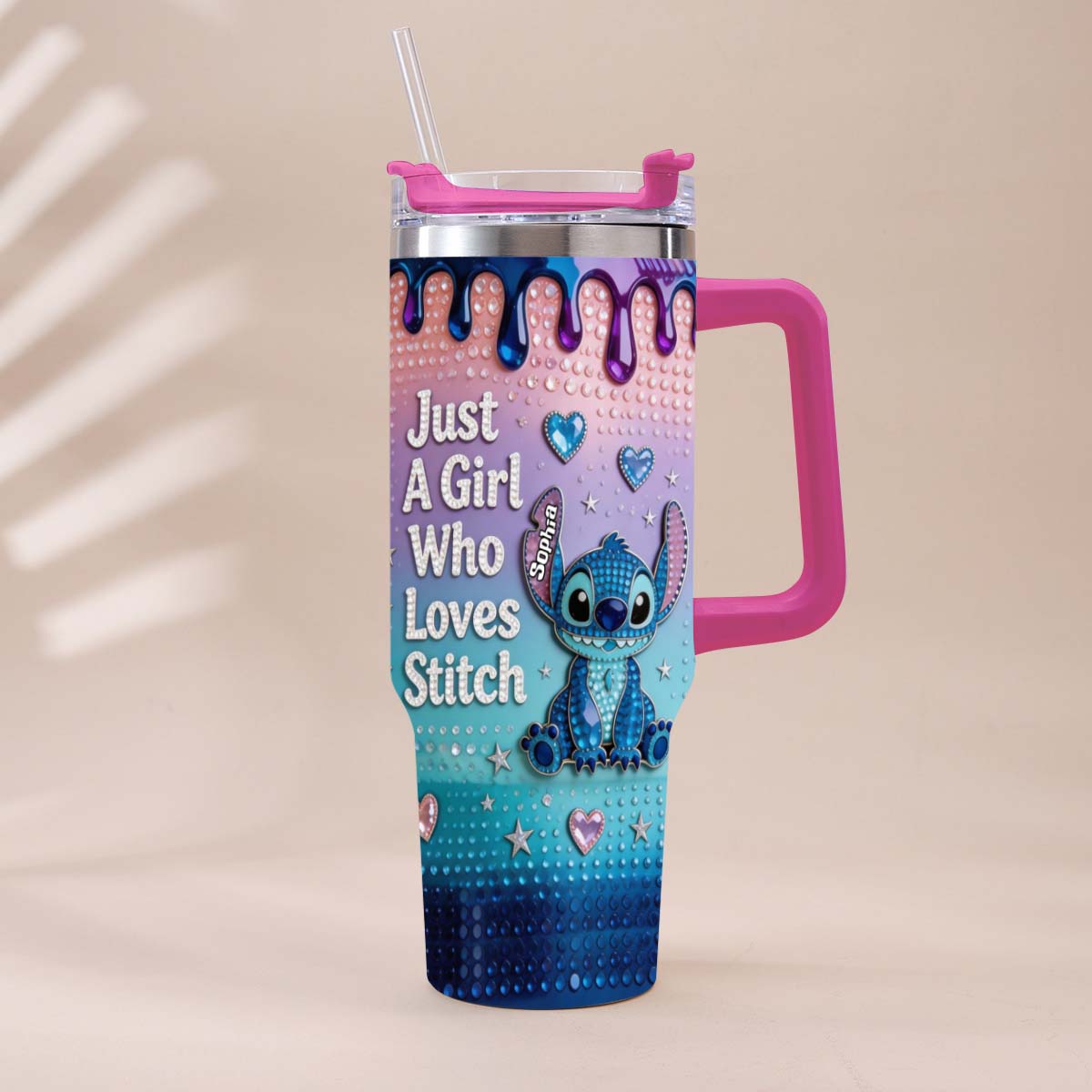 Just A Girl Who Loves Blue Monster - Personalized Ohana Tumbler With Handle