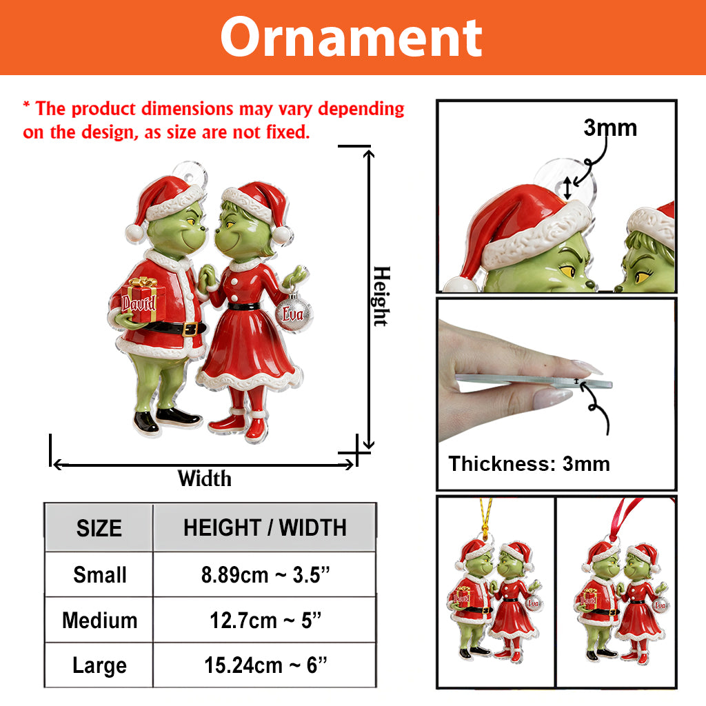Couple Gift Merry Grinchmas - Personalized Stole Christmas Premium 3D Ornament