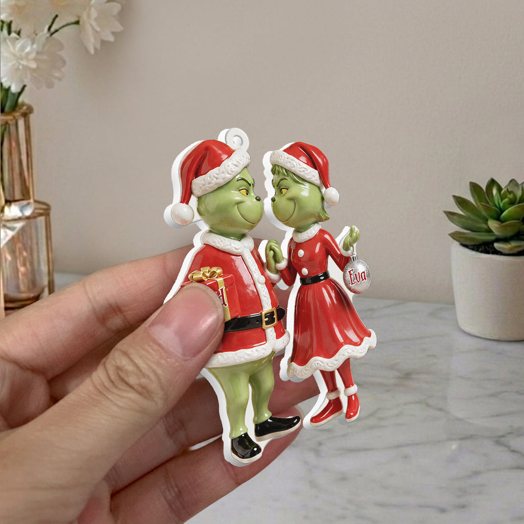 Couple Gift Merry Grinchmas - Personalized Stole Christmas Premium 3D Ornament
