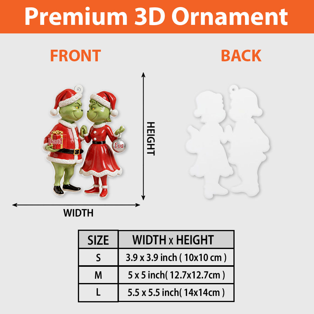 Couple Gift Merry Grinchmas - Personalized Stole Christmas Premium 3D Ornament