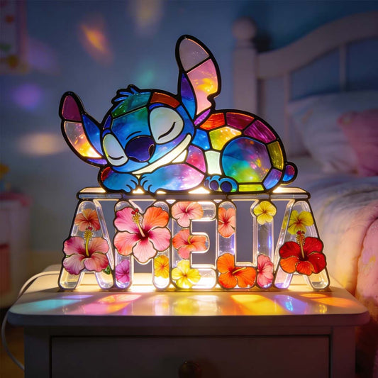 Sleeping Ohana Monster - Personalized Ohana Acrylic LED Night Light