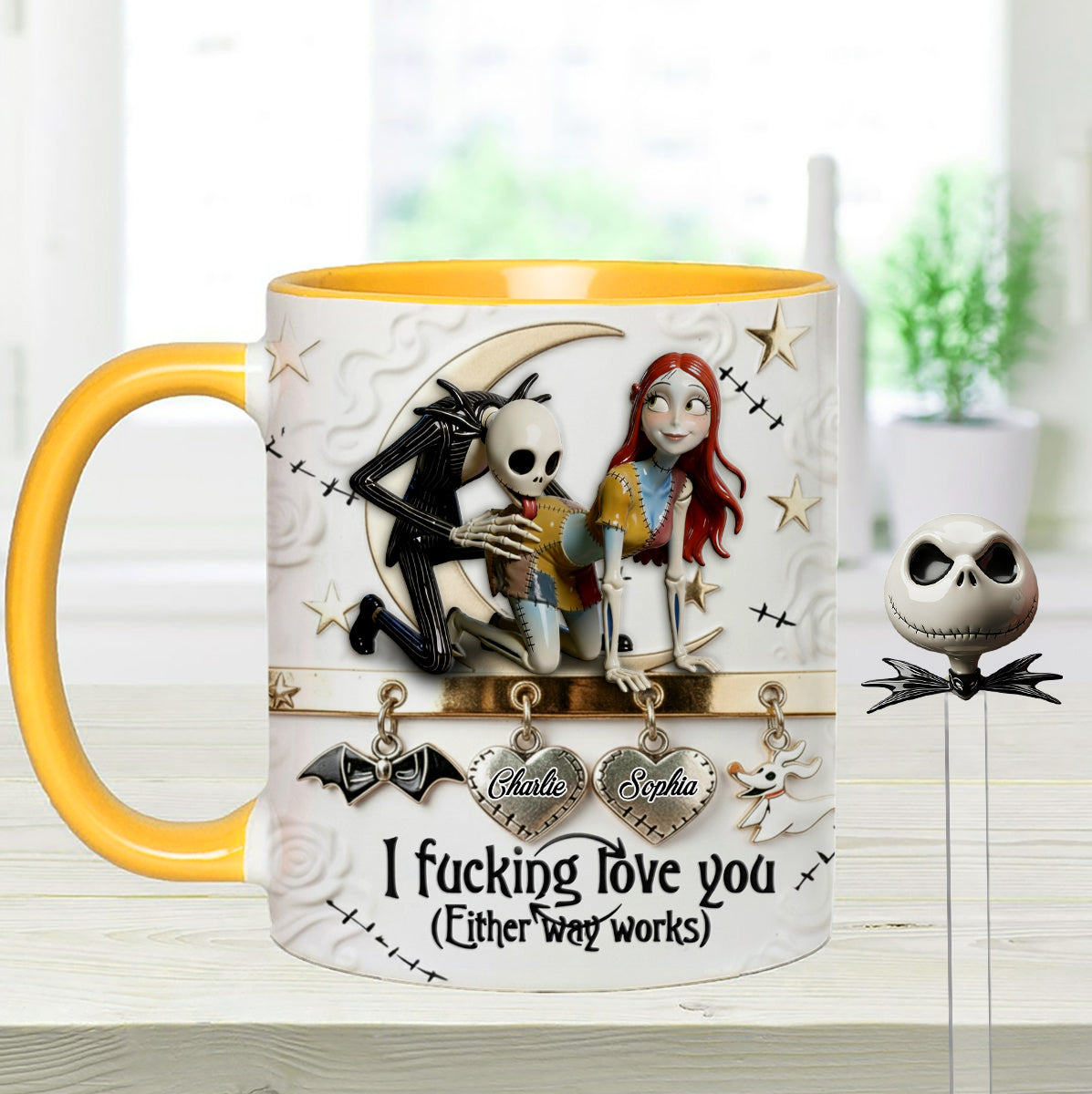 I Love You - Personalized Nightmare Set Accent Mug with Acrylic Stirrers