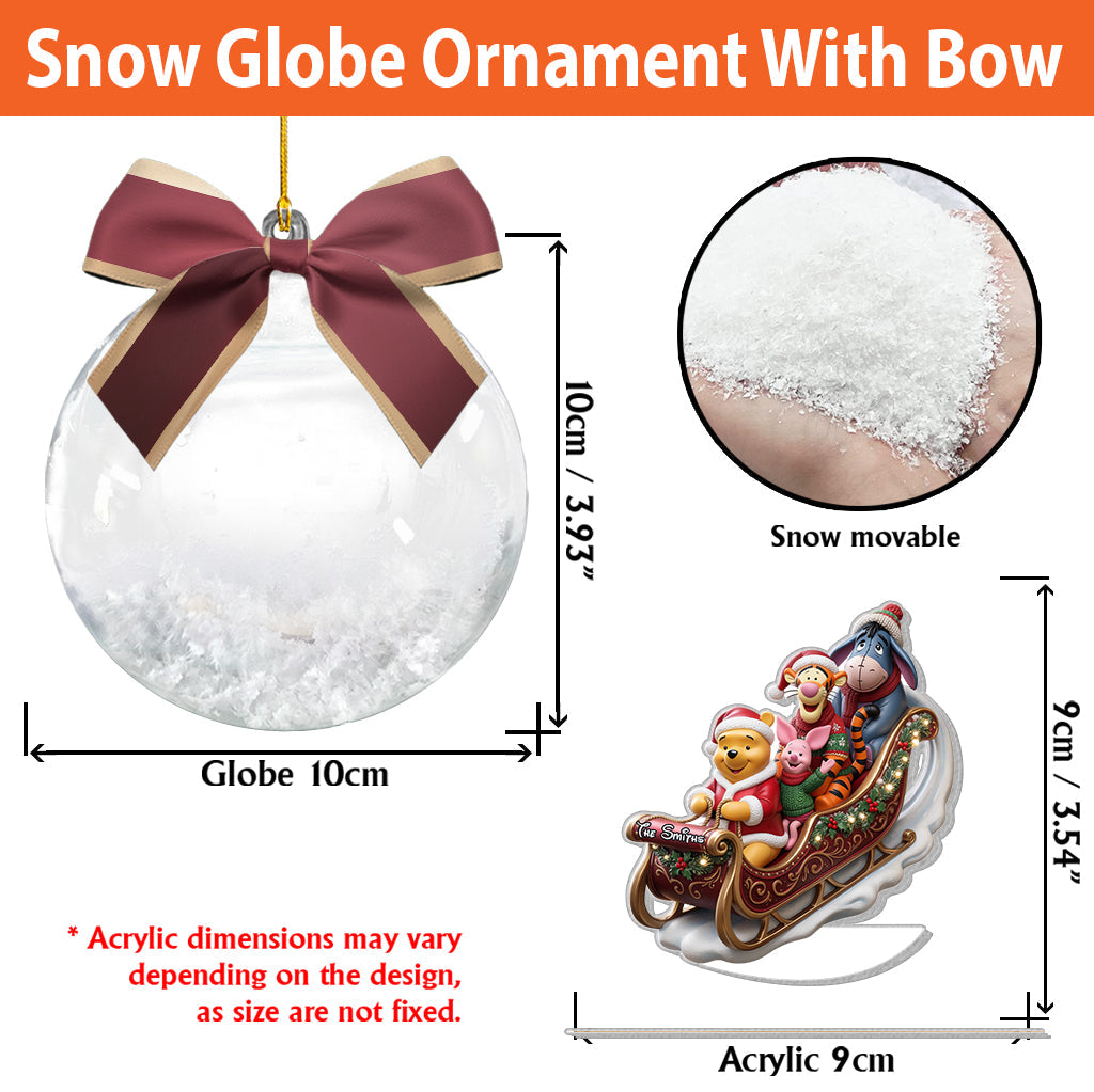 Dashing Through The Snow - Personalized Yellow Bear Premium 3D Ornament