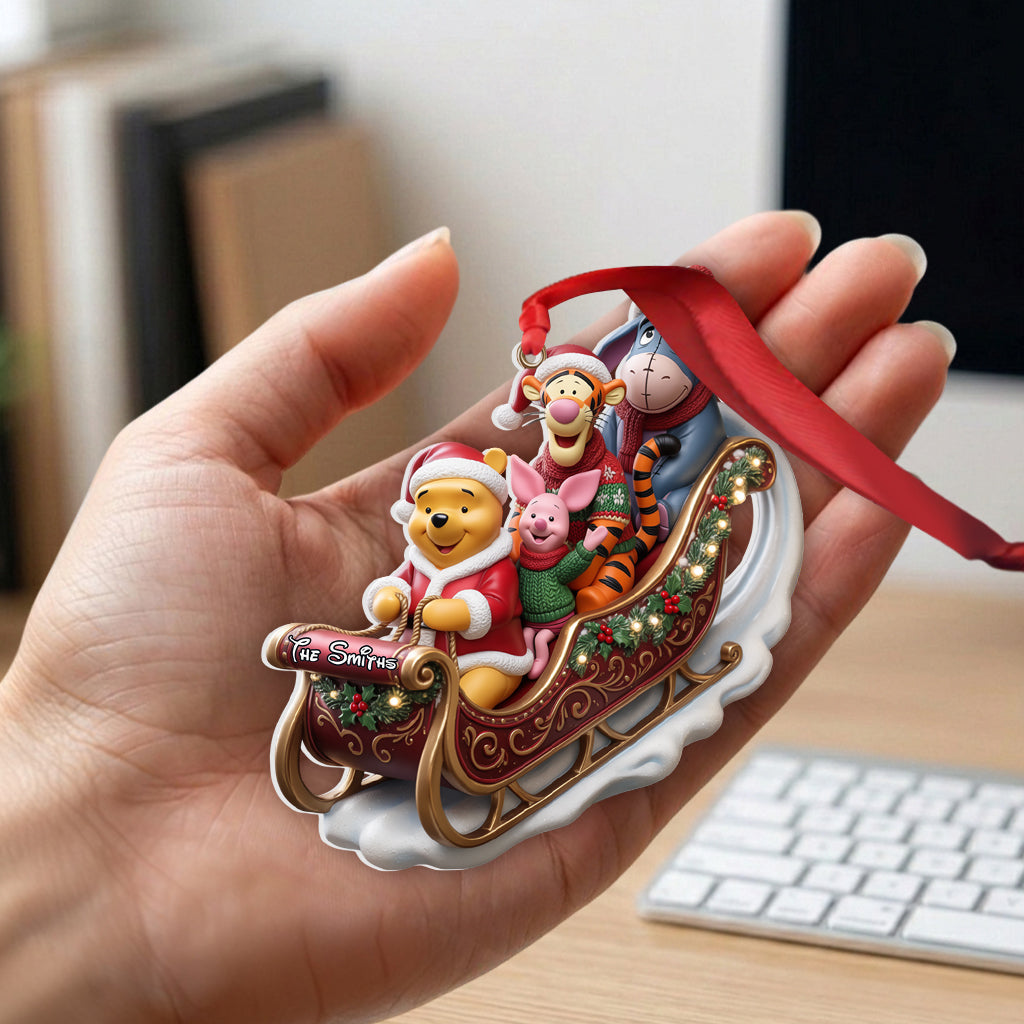 Dashing Through The Snow - Personalized Yellow Bear Premium 3D Ornament
