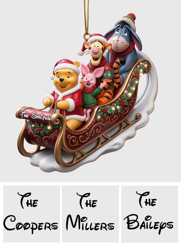 Dashing Through The Snow - Personalized Yellow Bear Premium 3D Ornament