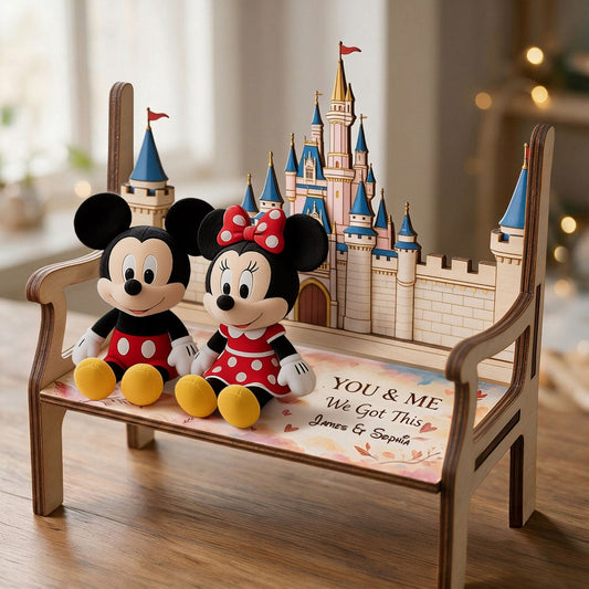 We Got This - Personalized Mouse Wooden Bench & Plush Keychain Set