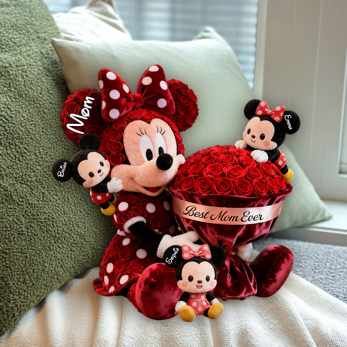Cute Cartoon Mom - Personalized Mouse Premium Faux Fur Pillow