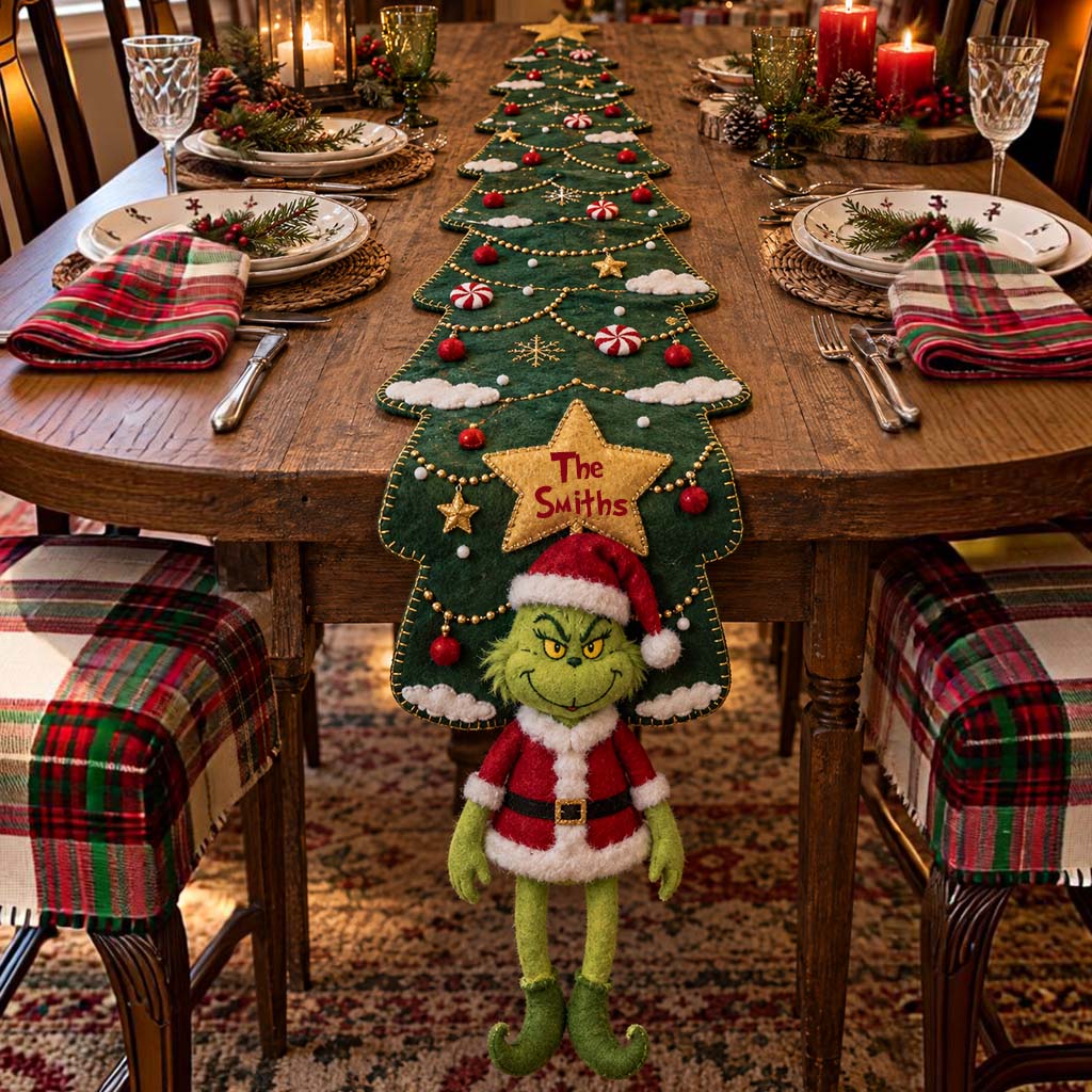 Merry Grinchmas - Personalized Stole Christmas Custom Shape Table Runner