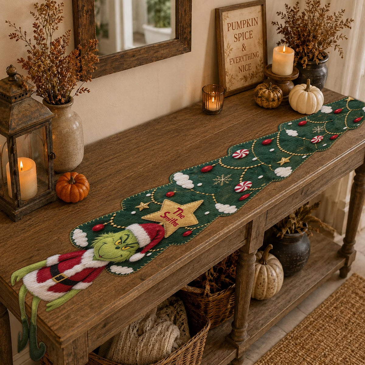 Merry Grinchmas - Personalized Stole Christmas Custom Shape Table Runner