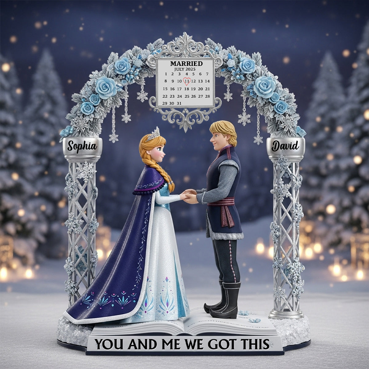 Anniversary Gifts For Couple Custom Calendar - Personalized Couple Custom Shaped Acrylic Plaque
