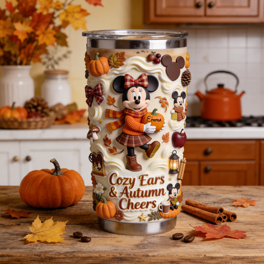 Cozy Ears & Autumn Cheers - Personalized Mouse Tumbler