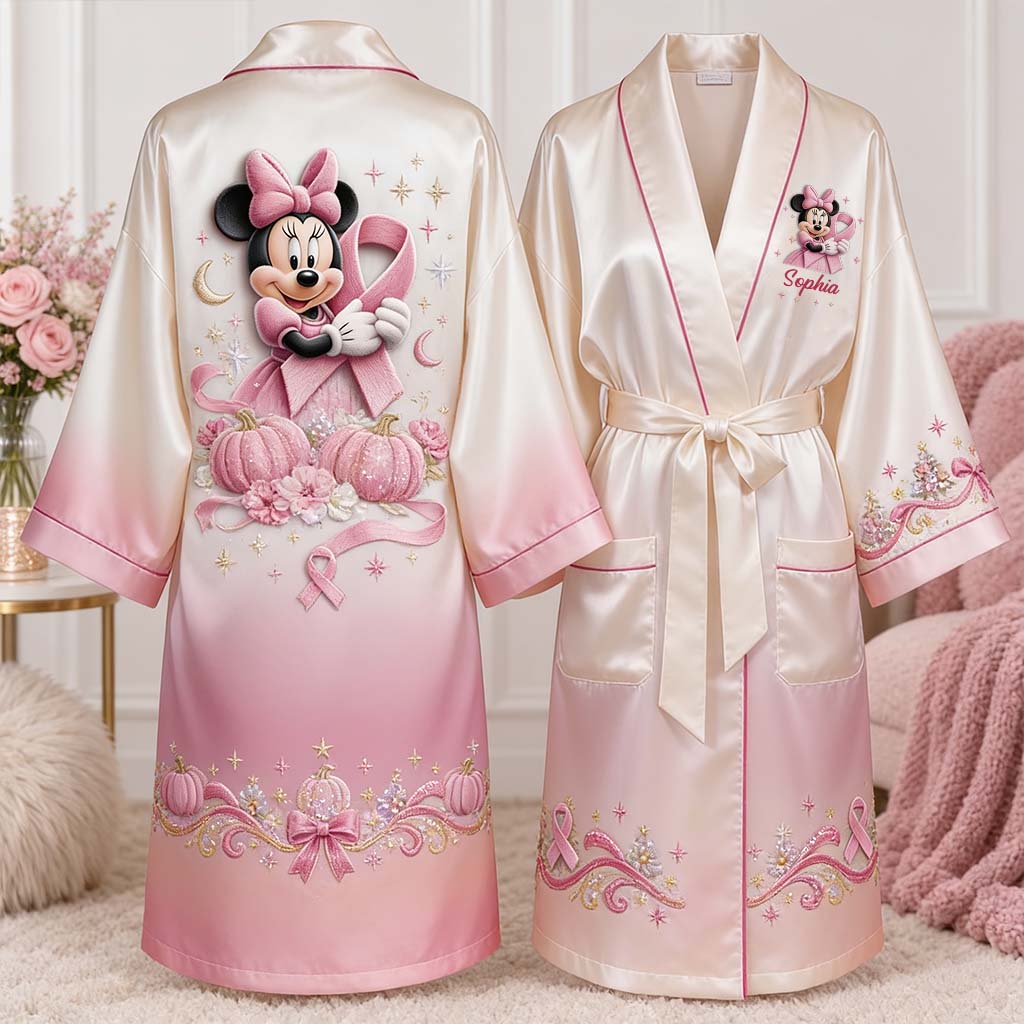 Fight Like A Girl - Personalized Breast Cancer Awareness Satin Robe