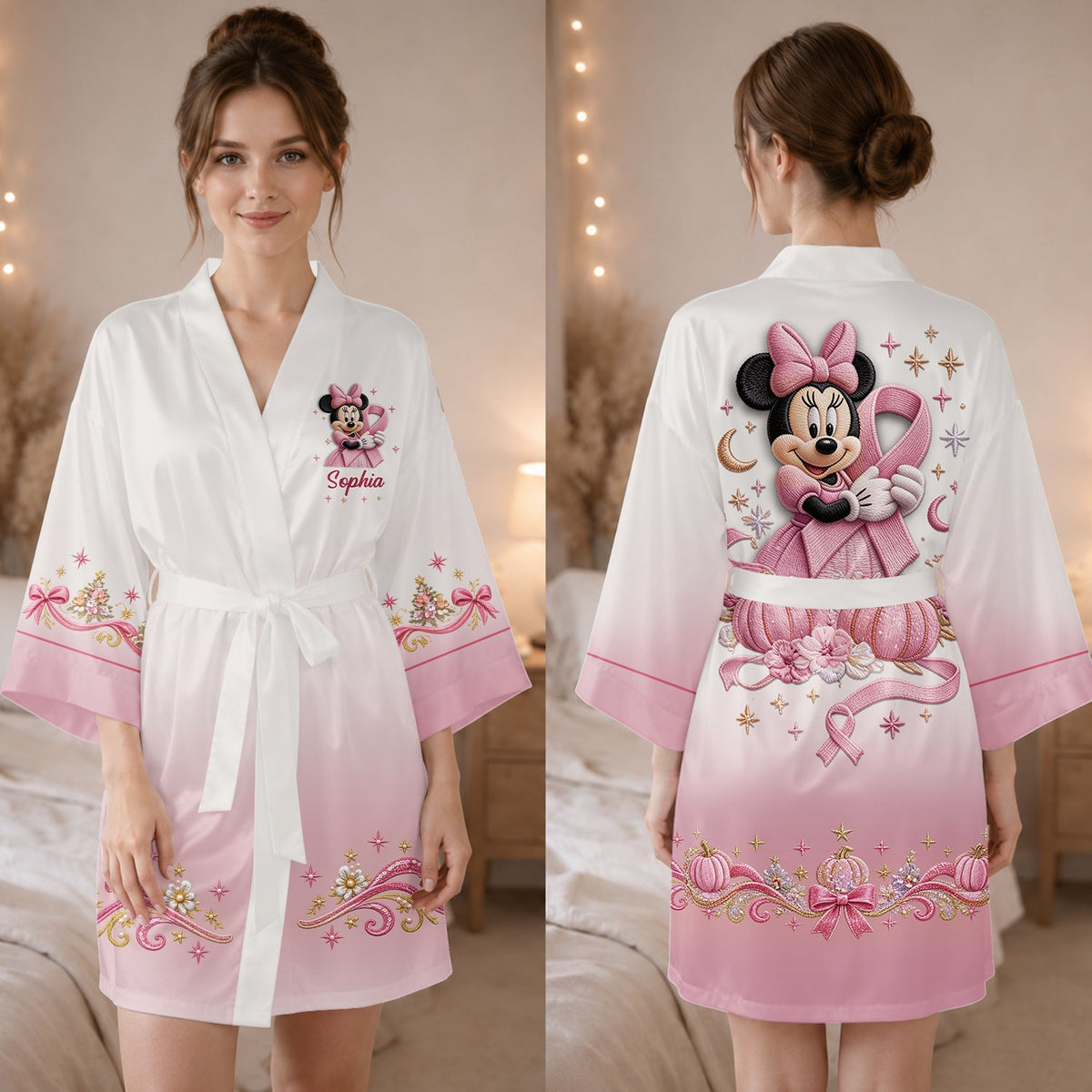 Fight Like A Girl - Personalized Breast Cancer Awareness Satin Robe