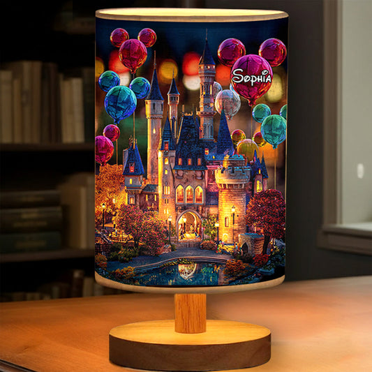 The Magical Castle - Personalized Mouse Table Lamp With Wood Base