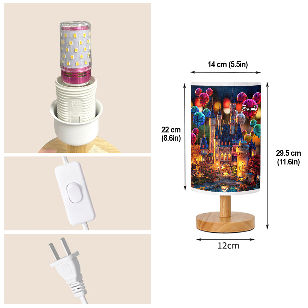 The Magical Castle - Personalized Mouse Table Lamp With Wood Base