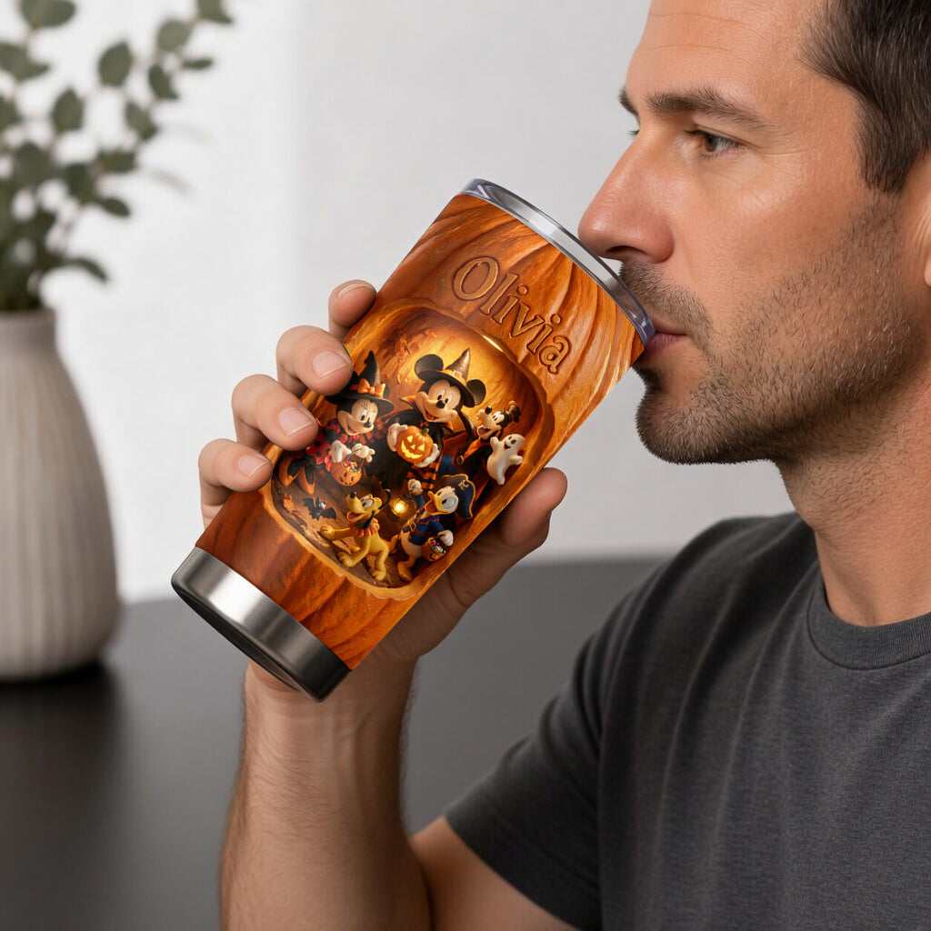 Cute Cartoon Friends Halloween Pumpkin - Personalized Mouse Tumbler