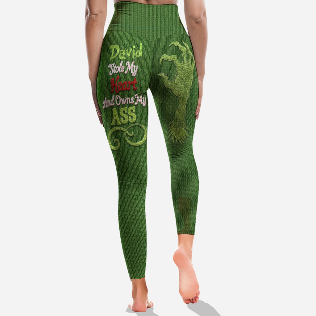 He Stole My Heart And Owns My Ass - Personalized Stole Christmas Leggings